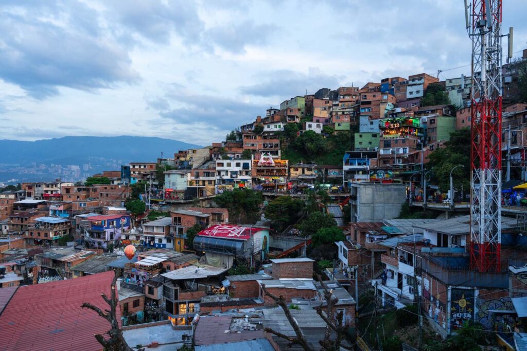 Blue hours over the Comuna 13 favelas.