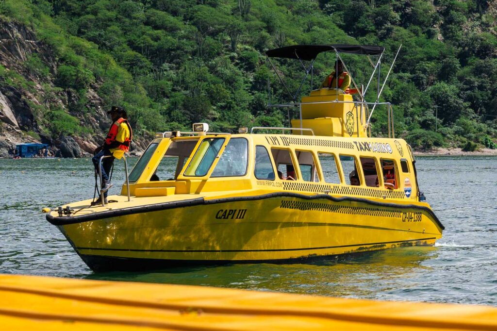A yellow taxi-boat.